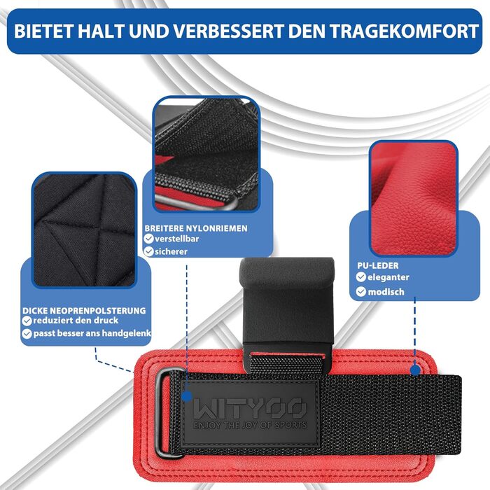 Допоміжні петлі для тяги, петлі для важкої атлетики, петлі для пауерліфтингу, для чоловіків та жінок, фітнес-аксесуар для силових тренувань, тяга, пауерліфтинг, кросфіт, червоний