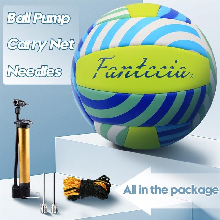 Волейбольний м'яч Fantecia, розмір 5. М'який волейбольний м'яч для пляжу, залу, басейну, парку. Підходить для тренувань, початківців, юнаків та дорослих.