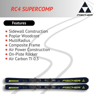Лижі гірськолижні фішер RC4 Supercomp - для підготовлених трас - з крепленнями RS10 GW SLR Z3-10 - для досвідчених гірськолижників - 170 см