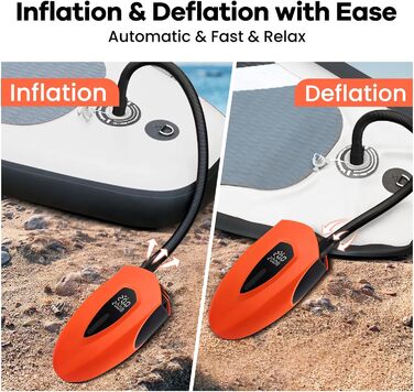 Електричний насос для SUP з акумулятором 12000mAh, 20PSI, 6 насадок для надування/здування, 12V DC, автовимкнення, для SUP, серфінгу, наметового обладнання, матраців