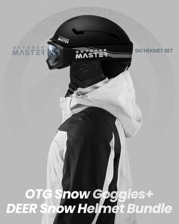 Шолом OutdoorMaster для гірськолижного спорту та сноубордингу з маскою - чорний мат, розмір M (56-58 см)