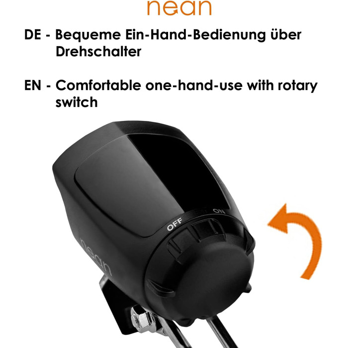 LED передня фара для електровелосипеда nean E-Bike 70 LUX з рефлектором, алюмінієвим радіатором та сертифікацією StVZO, чорна