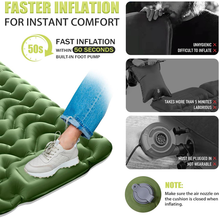 Каремат для кемпінгу TEGOVE самонадувний, компактний, з насосом та подушкою. Легкий килимок для туризму, пляжу, подорожей та намету