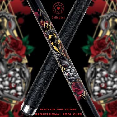 Професійний більярдний кий Collapsar CBP з чохлом, 13 мм наконечник, 147.3 см, 2-частинний, 538.6–595.3 г, 19 ounce. Комплект більярдного кия Skorpion Swing Ball