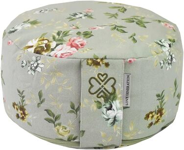 Йога-подушка Love Generation Vintage Flowers, кругла, 30 см, регульована висота до 15 см, наповнювач гречане лушпиння, знімний бавовняний чохол