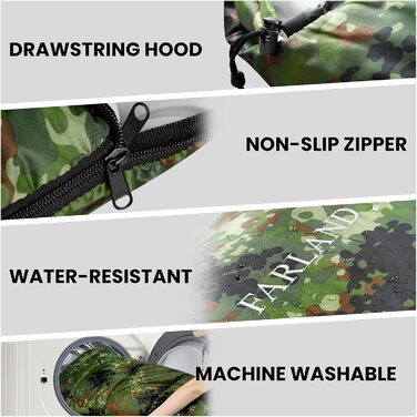 Спальний мішок FARLAND для дорослих, підлітків та дітей, до 6.7°C, 3-4 сезони, водонепроникний, з компресійним мішком, для кемпінгу, трекінгу та подорожей, розмір Medium (87'x 29.5')