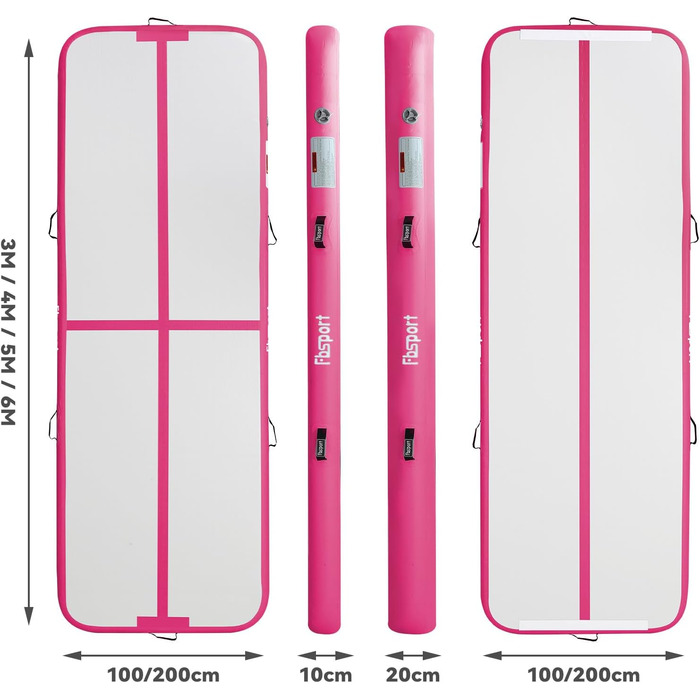 FBSPORT Airtrack Matte - тренувальний килимок для гімнастики, йоги, акробатики, 300x100x20 см