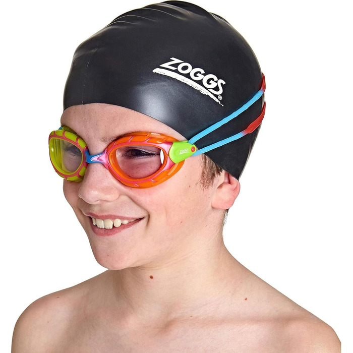 Окуляри для плавання Zoggs Predator Junior (6-14 років), кольори: зелений/помаранчевий/червоний/синій/прозорий