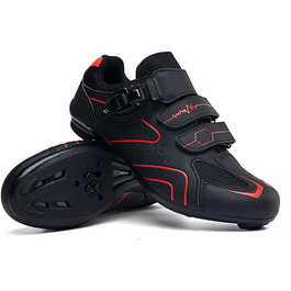 Велосипедні черевики для чоловіків та жінок MTB, шосейні, для маунтінбайку, кросівки, смугасті, дихаючі, outdoor, 45 EU, червоні