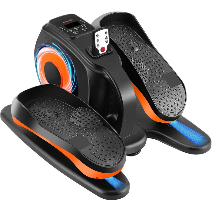 Електричний еліптичний тренажер для ніг з дисплеєм та пультом керування, для людей похилого віку та дорослих, зелений/помаранчевий