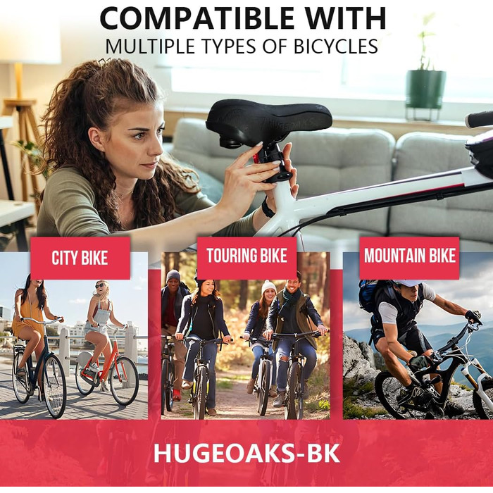 Велосипедне сідло HUGEOAKS для чоловіків та жінок: комфортне, універсальне для MTB, шосе, фітнесу, BMX та міста