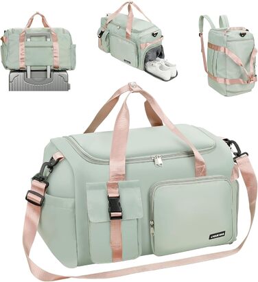 Спортивна сумка Cozary 42L: водонепроникна, з відділенням для взуття та мокрих речей, ідеальна для тренувань, подорожей та бізнесу (зелена)