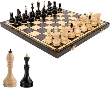 Шаховий набір Master Of Chess Staunton 50 см, дерев'яний, бук і береза, преміум-якість, велика дошка для гри, елітне шахове поле