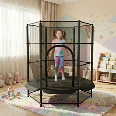 Батут для дітей LIFERUN Ø140 см з сіткою безпеки, для саду та дому, до 50 кг, чорний