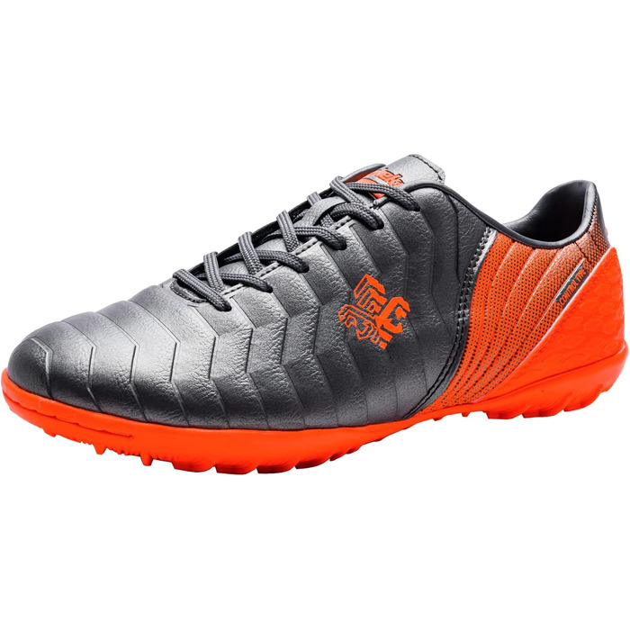 Дитячі футбольні бутси для хлопчиків та дівчаток FG/AG/TF - професійні, для тренувань та гри на траві (37 EU, сірий, помаранчевий)