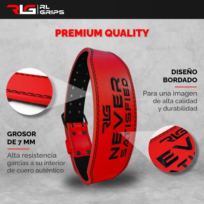 Шкіряний фітнес-пояс RL Grips XL червоний — пояс для важкої атлетики, пауерліфтингу, тренажерної зали, з м'якою підтримкою попереку