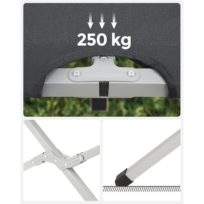Кемпінгове ліжко SONGMICS, TÜV Rheinland, 260 кг, 210x72x45 см, чорне