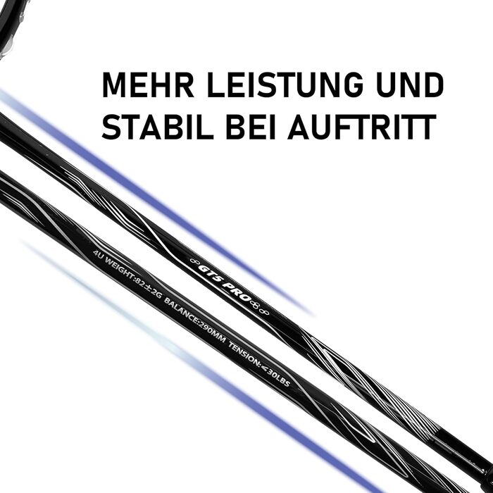 Бадмінтонна ракетка OGEENIER: Графіт, Легка, Професійна, з карбоном, з неслизькою ручкою та сумкою (Чорний)