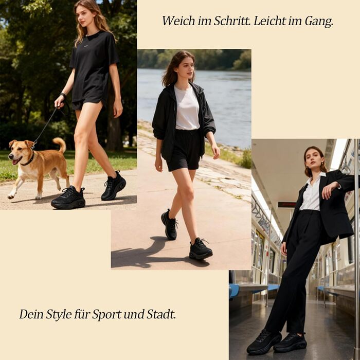 Жіночі кросівки Wondamo: легкі, дихаючі, з амортизацією для бігу, ходьби, активного відпочинку та фітнесу. Розміри 37-42 EU, чорний колір