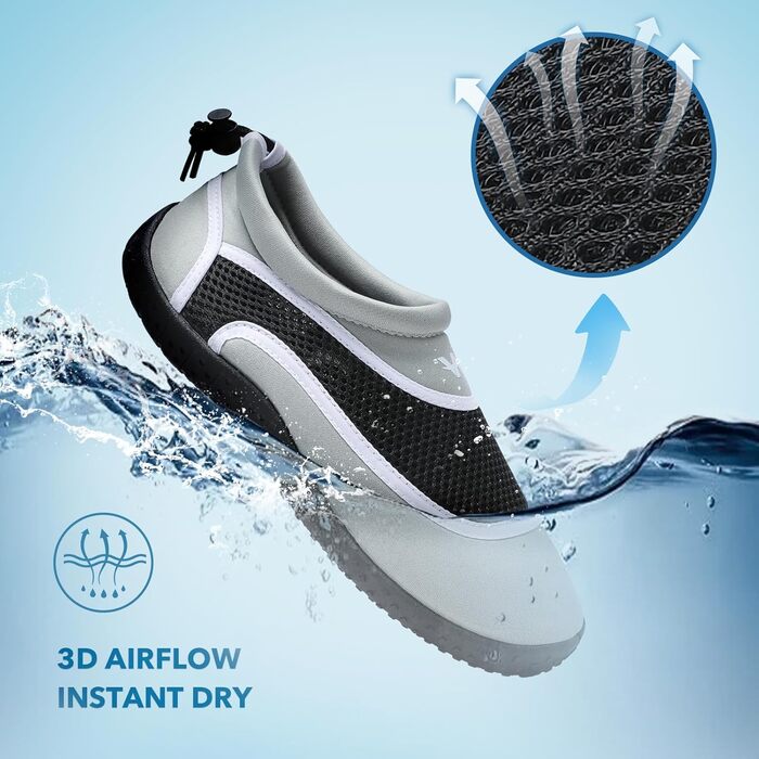 Водні шкарпетки WateLves: Швидковисихаючі, дихаючі, унісекс (43 EU, Темно-сірий)