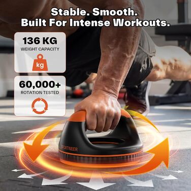Ручки для віджимань Sportneer 360° з тренажером для талії, до 136 кг - для дому, чоловікам та жінкам, антиковзкі, зменшують навантаження на зап'ястя