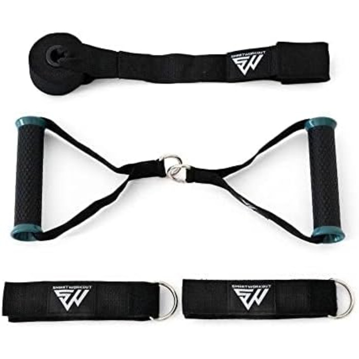 Набір для силових тренувань SmartWorkout® з гумовими стрічками опору – 19 шт., до 120 кг, стержень, дверний анкер, програма тренувань