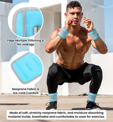 Гантелі на кісточку/зап'ястя для ніг та рук, 1/2/3/4/5/6/8/10 кг, 1 пара, блакитні