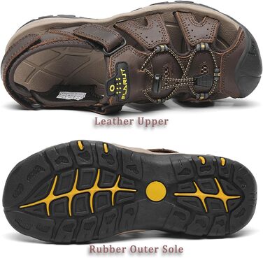 Чоловічі сандалі FLARUT для туризму та пляжу, шкіряні трекінгові, темно-коричневі, 42 EU