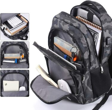 Рюкзак для ноутбука YAMTION 35L, водонепроникний, з USB-портом, для чоловіків і жінок, шкільний