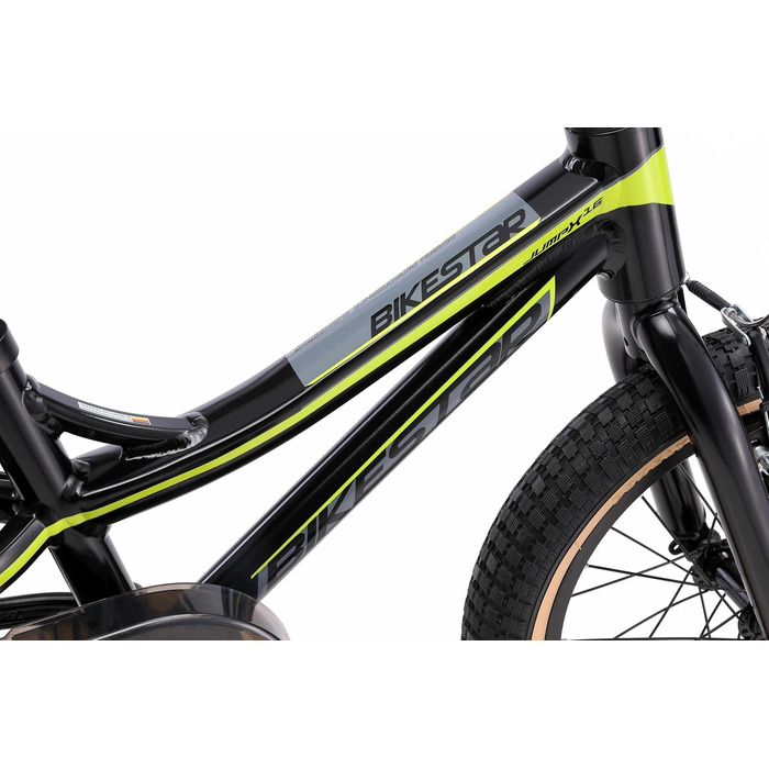Дитяче велосипед BIKESTAR 16 дюймів: алюмінієвий MTB для дівчаток та хлопчиків 4-5 років, V-brake, чорно-зелений