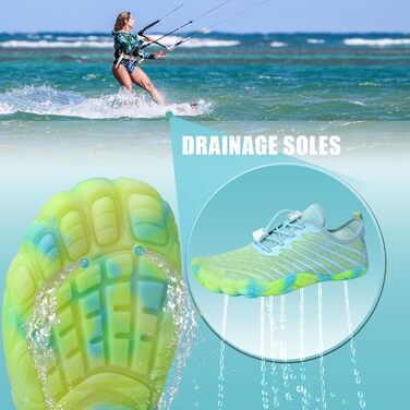 Водні черевики Mabove для жінок та чоловіків: купальні, пляжні, для плавання, серфінгу, аквашузи, 39 EU, блакитно-зелені