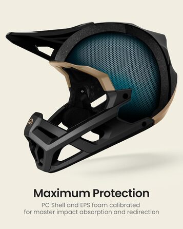 Велосипедний шолом OutdoorMaster повнолицевий для чоловіків та жінок, знімні підборідні накладки, вентиляція, легкий, для гірського велосипеда, даунхіл, BMX, MTB, чорний, розмір L (60-62 см)