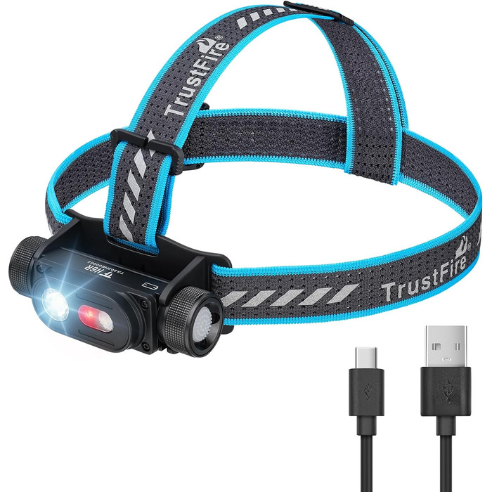 Ліхтар налобний LED TrustFire MC18, 1200 люмен, водонепроникний, 5 режимів, з регульованим наголов'ям (червоний)