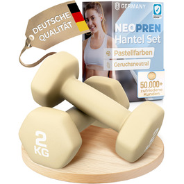 Набір гантелей HQ Germany® 2x2 кг, пастельні кольори, для фітнесу та Pilates, Home Gym, гантелі для жінок