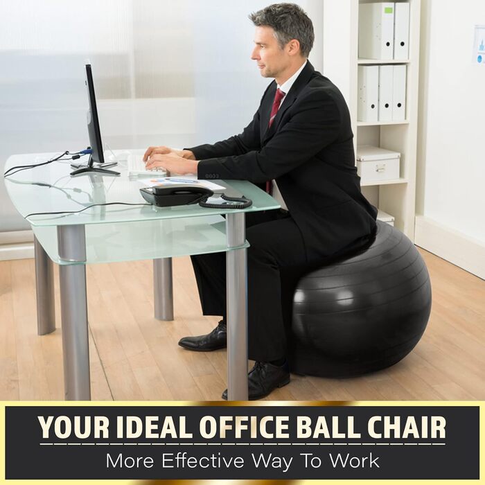 Фітбол LeomatriX 55 см з фітнес-гумками та насосом | Ергономний, компактний, міцний | для офісу, йоги, фітнесу, пілатесу, Pezzi Ball, вагітності