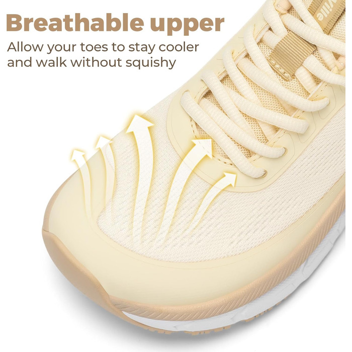 Жіночі кросівки для бігу FitVille з широкою стопою: дихаючі, легкі, зручні для ходьби (39 EU, кольору шампань)