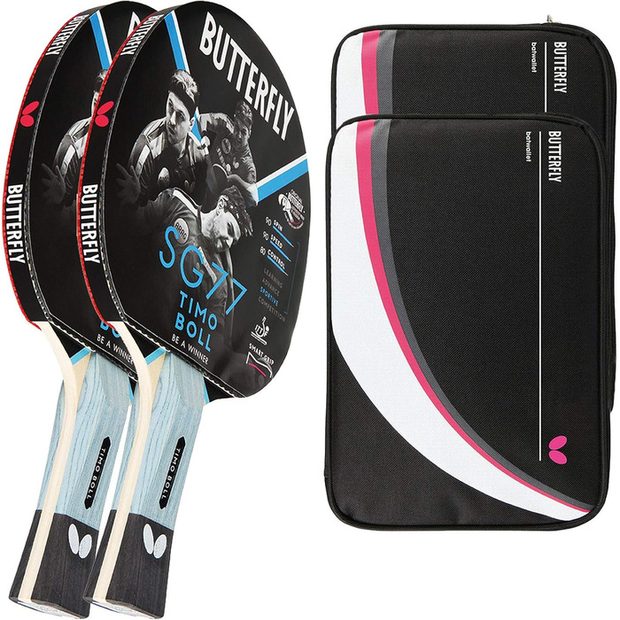 Набір для настільного тенісу Butterfly® Timo Boll SG77 – ракетка ITTF, 2 чохли DC2, додаткова ракетка, для досвідчених гравців