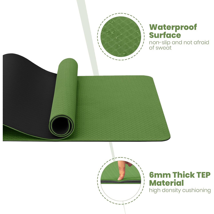 Килимок для йоги Narwhal TPE 190x80x0.6 см - антиковзаючий, для фітнесу, спорту та занять вдома