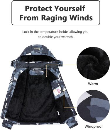 Чоловіча зимова куртка для катання на сноуборді та лижах, водонепроникна, з капюшоном, чорно-камуфляжна, розмір L