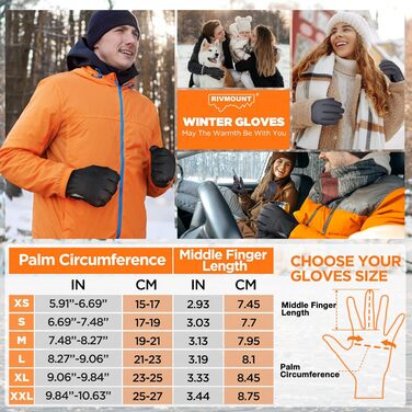 Зимові рукавички Rivmount для чоловіків та жінок, термо рукавички, водонепроникні велосипедні рукавички, вітронепроникні рукавички з підтримкою сенсорного екрану, теплі гірськолижні рукавички для катання на лижах, походів, велоспорту, мотоцикла. RG802 (XL