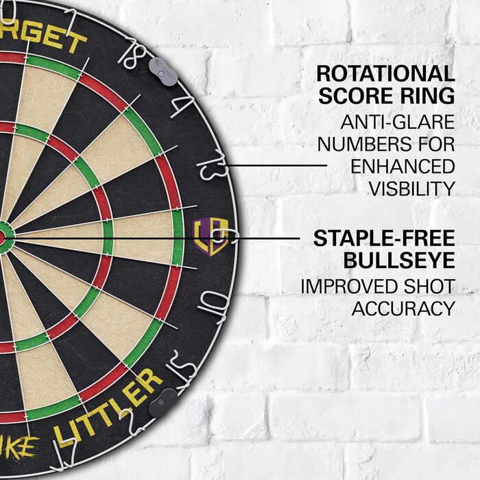 Професійний набір для дартсу Target Darts Luke Littler 'The Nuke' — дартс-дошка, 2 сталеві дротики, стандартна лінія для кидків, аксесуари
