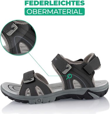 Трекінгові сандалії Fusskleidung для жінок та чоловіків, легкі літні сандалії з міцною прогумованою підошвою, сірі, розмір 37 EU