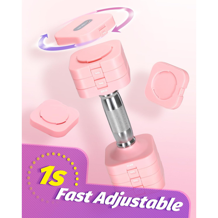 Набір гантелей Fragraim 5 кг x 2, регульовані, для дому, фітнесу, силових тренувань (рожевий)