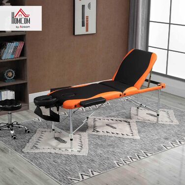 HOMCOM Складаний масажний стіл з алюмінію, з підголовником та сумкою для перенесення, до 225 кг - 215 x 60 см