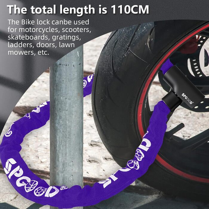 Надійне велозамк з 3 ключами, 90 см, проти крадіжок, водонепроникний чохол. Підходить для велосипеда, електросамоката, електробіка, MTB, мотоцикла, вантажного велосипеда. Чорний (870 мм)