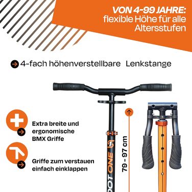 Алюмінієвий самокат S 1 / S 2 – регульований по висоті, ABEC 7, помаранчевий