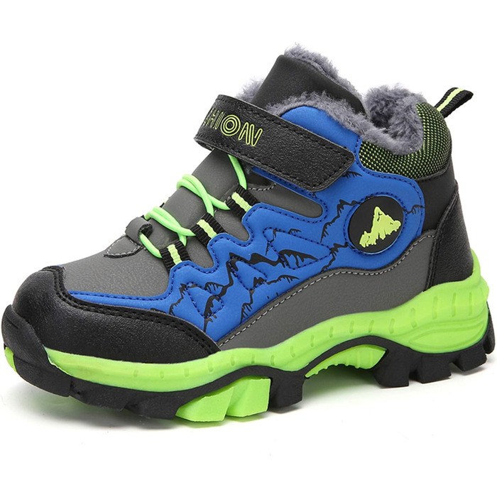 Зимові дитячі черевики для хлопчика: трекінгові, туристичні, водонепроникні, розмір 30-40 EU, зелені