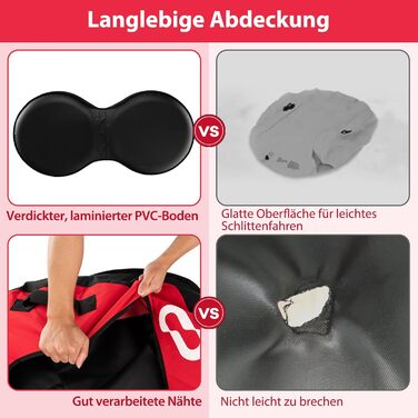 Надувний сніговий санки COSTWAY 200 см для 2 осіб з тросом та насосом, червоний