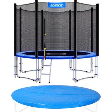 Батут Monzana 366 см з комплектом: сітка, сходи, захисний борт та аксесуари. Дитячий/Садовий тромплін