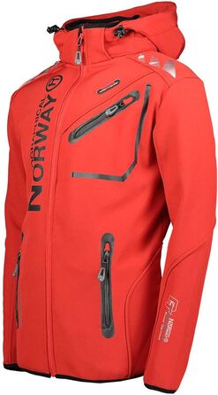 Куртка Softshell Geographica Norway Royaute для чоловіків - Водонепроникна тактична куртка Windbreaker для активного відпочинку, туризму, катання на лижах, осінь-зима-весна (S, Червоний / Чорний)